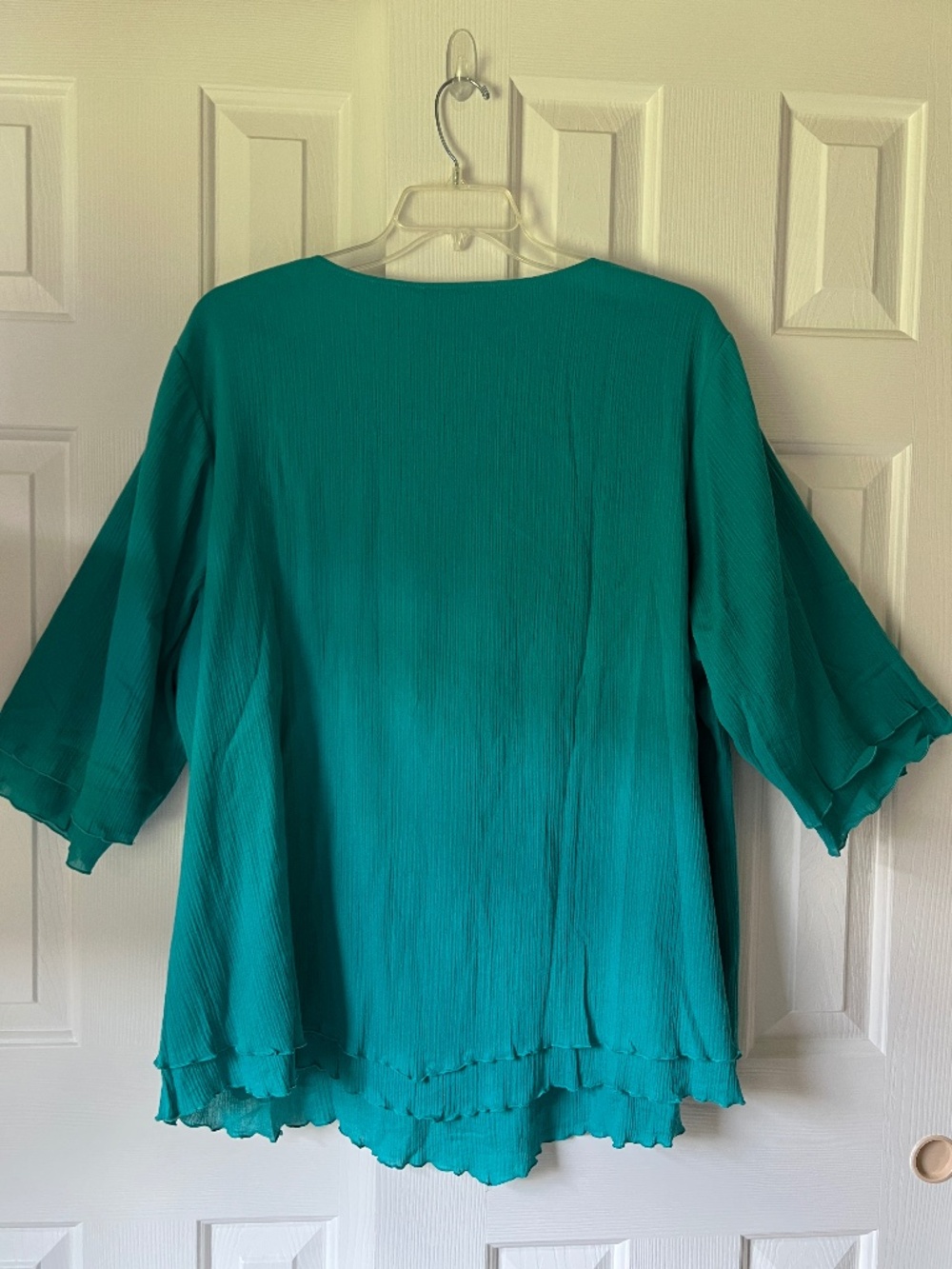 Soft Surroundings Womens Touquise /Teal Gauze Tunic Kimono Sleeve Blouse New 3X - Picture 4 of 11